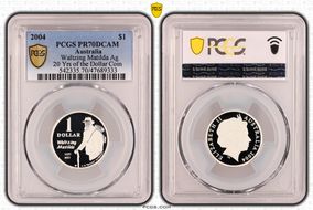 2004 $1 Waltzing Matilda Ag 20 Yrs of the Dollar Coin PR70DCAM