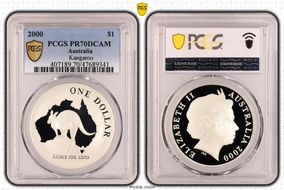 2000 $1 Kangaroo Ag PR70DCAM