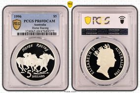 1996 $5 Horse Racing PR69DCAM