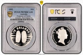 1992 $10 Penguins w/Chicks PR70DCAM