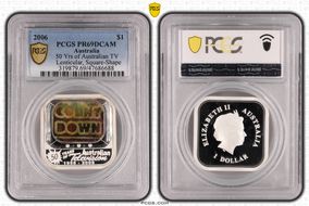 2006 $1 50 Yrs of Australian TV Lenticular, Square-Shape PR69DCAM