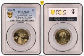 2023-M $1 Creatures of the Deep  Melbourne Privy Mark MS68