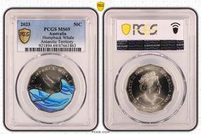 2023 50C Humpback Whale Colorized Antarctic Territory MS69
