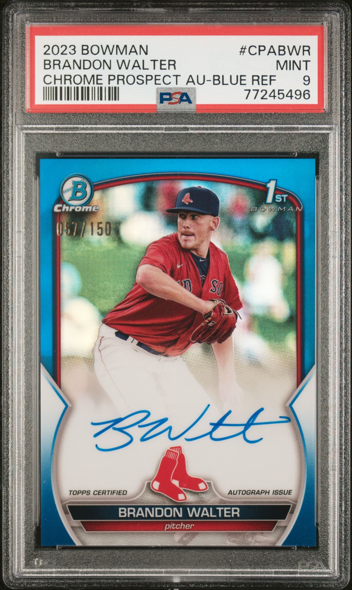 2023 Bowman BOWMAN CHROME PROSPECT AUTOGRAPHS Blue Refractor #CPABWR Brandon Walter front