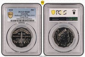 2010 50C Melbourne Cup 1861-2010 Finish Pole MS68
