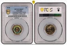 2018 $2 Commonwealth Games Australian Team Logo MS67