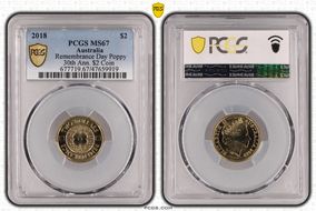 2018 $2 Remembrance Day Poppy 30th Ann. $2 Coin MS67