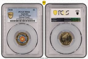 2018 $2 Lest We Forget Eternal Flame Colorized MS66