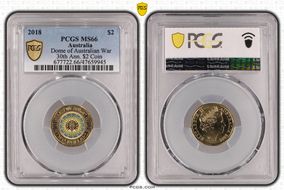 2018 $2 Dome of Australian War 30th Ann. $2 Coin Colorized MS66