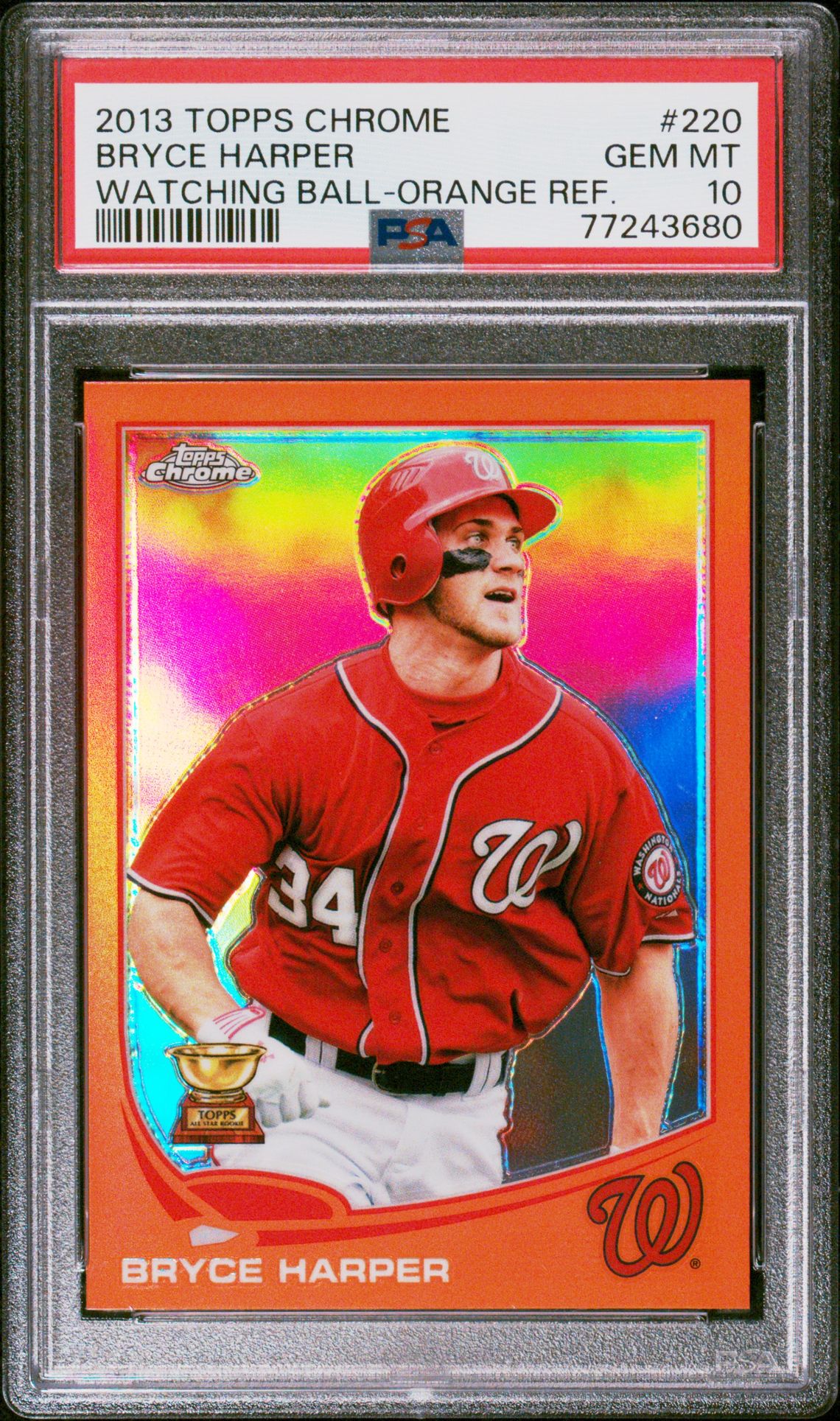 2013 Topps TOPPS CHROME WATCHING BALL-ORANGE REF. #220 Bryce Harper front