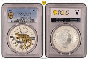 2003 $1 Kangaroo Ag Gilt MS70