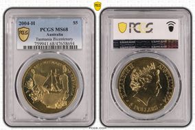 2004-H $5 Tasmania Bicentenary Counterstamp MS68