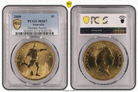2000 $5 Olympic - Soccer MS67