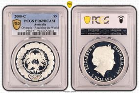 2000-C $5 Olympic - Reaching the World PR69DCAM