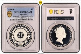 2000-P $5 Olympic - Dancers in circle PR68DCAM