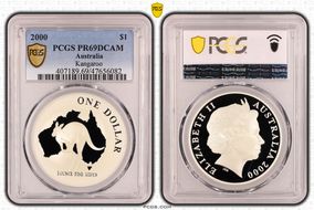 2000 $1 Kangaroo Ag PR69DCAM