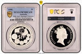 1996 $1 30th Ann. Decimal Currency PR70DCAM