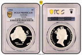 1993 $5 Tasman PR69DCAM