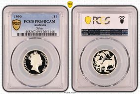 1990 $1 KM-84a  Ag PR69DCAM