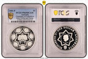 2001-P $1.25 Centenary of Federation Holy Dollar and Dump PR69DCAM