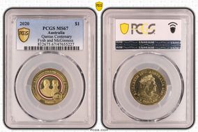 2020 $1 Qantas Centenary Fysh and McGinness MS67