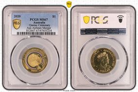 2020 $1 Qantas Centenary Aus Airlines Merger MS67