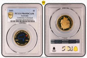2001 $1 Centenary-Colorized PR69DCAM