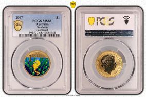 2007 $1 Seahorse Colorized MS68