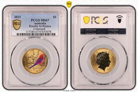 2011 $1 Rosella Al-Bronze Colorized MS67