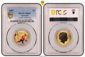 2009 $1 Lizard Al-Bronze MS67