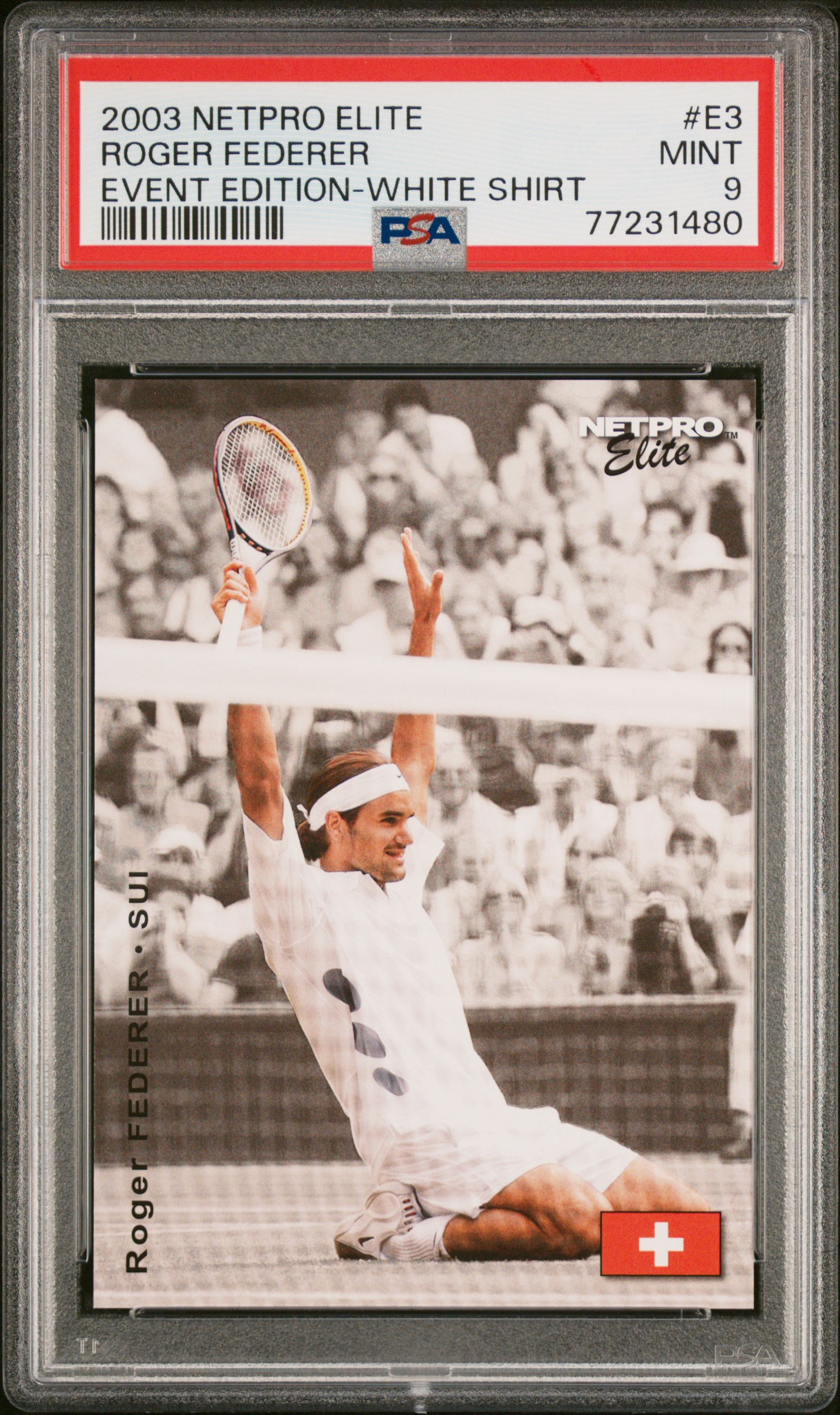 2003 Netpro Elite Event Edition-White Shirt E3 Roger Federer Rookie Card – PSA MINT 9