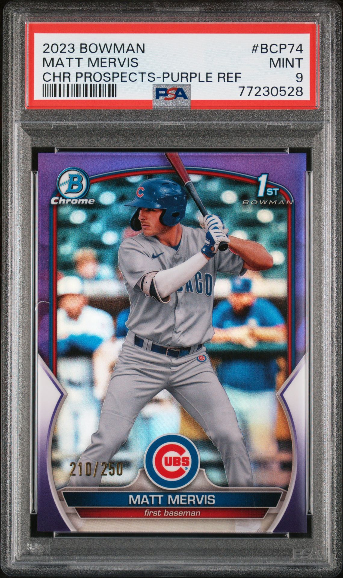 2023 Bowman BOWMAN CHROME PROSPECTS Purple Refractor #BCP74 Matt Mervis front
