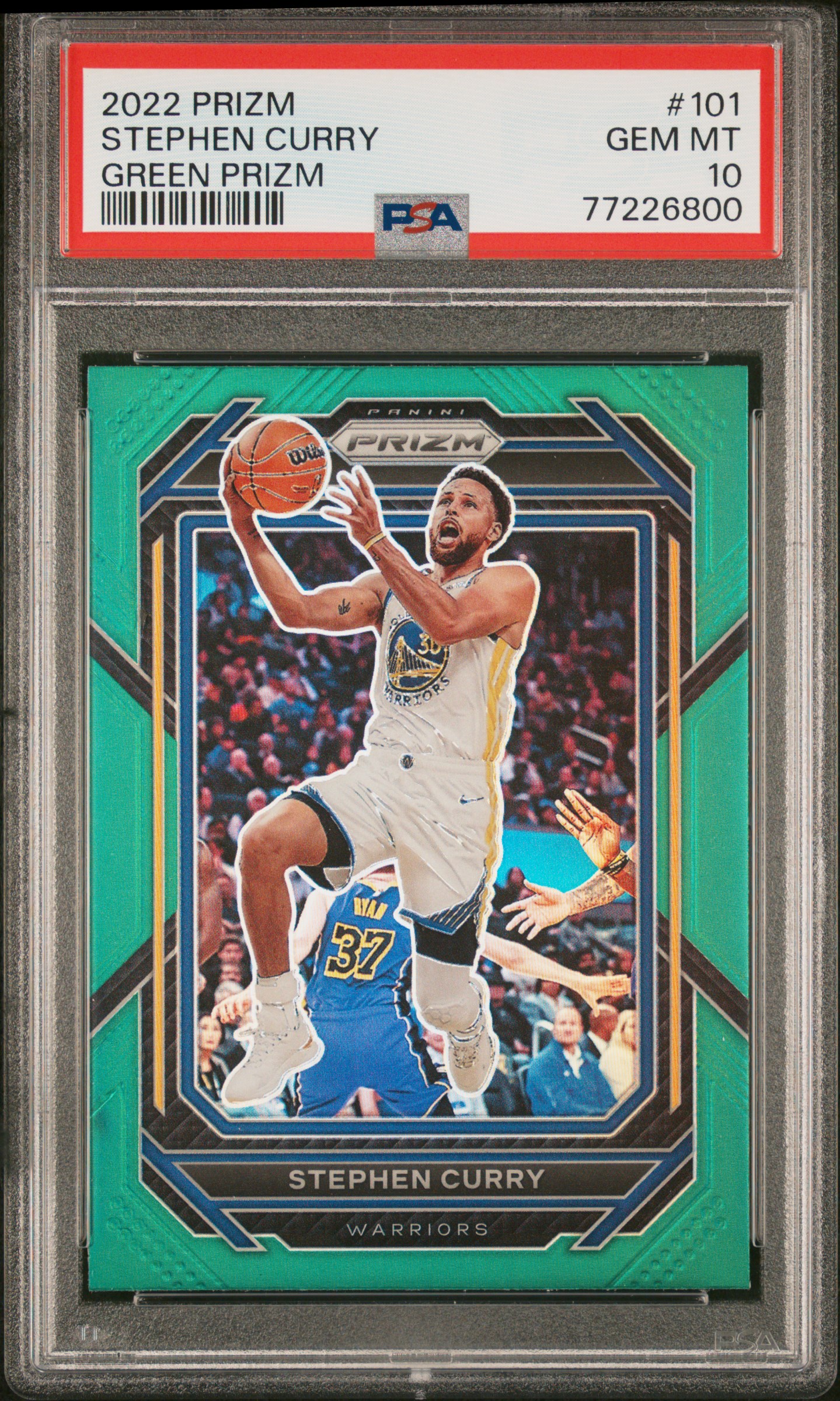 2022 Panini Prizm Green Prizm 101 Stephen Curry – PSA GEM MT 10