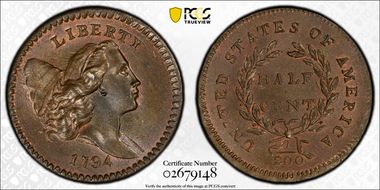 1794 1/2C C-9 MS65BN