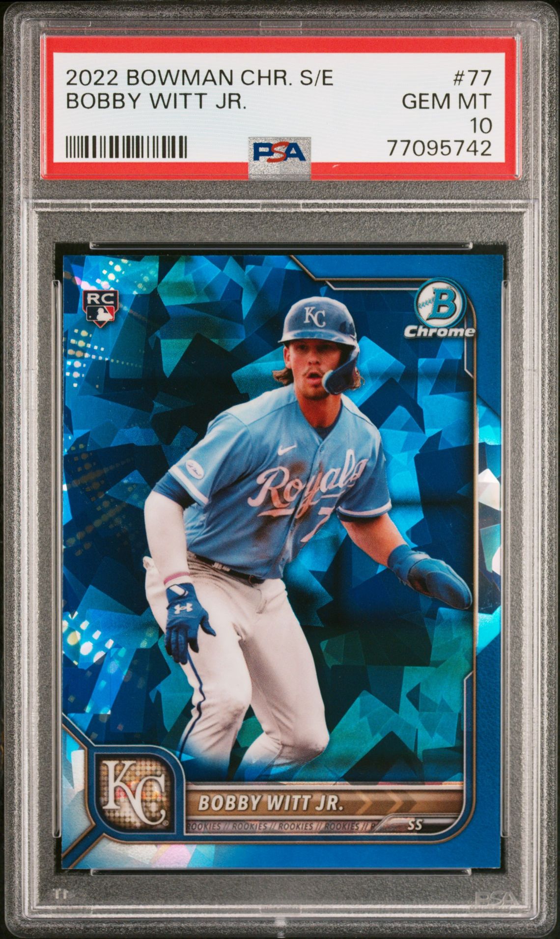 2022 Bowman Chrome Sapphire Edition Bobby Witt Jr. #77 Gem Mt 10 front