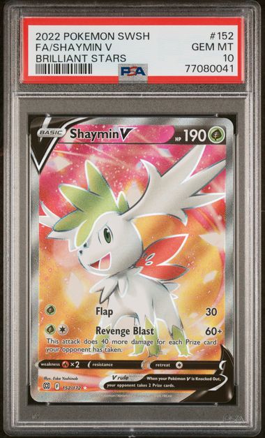 2022 Pokemon Sword & Shield Brilliant Stars 152 Full Art/Shaymin V – PSA  GEM MT 10 on Goldin Auctions