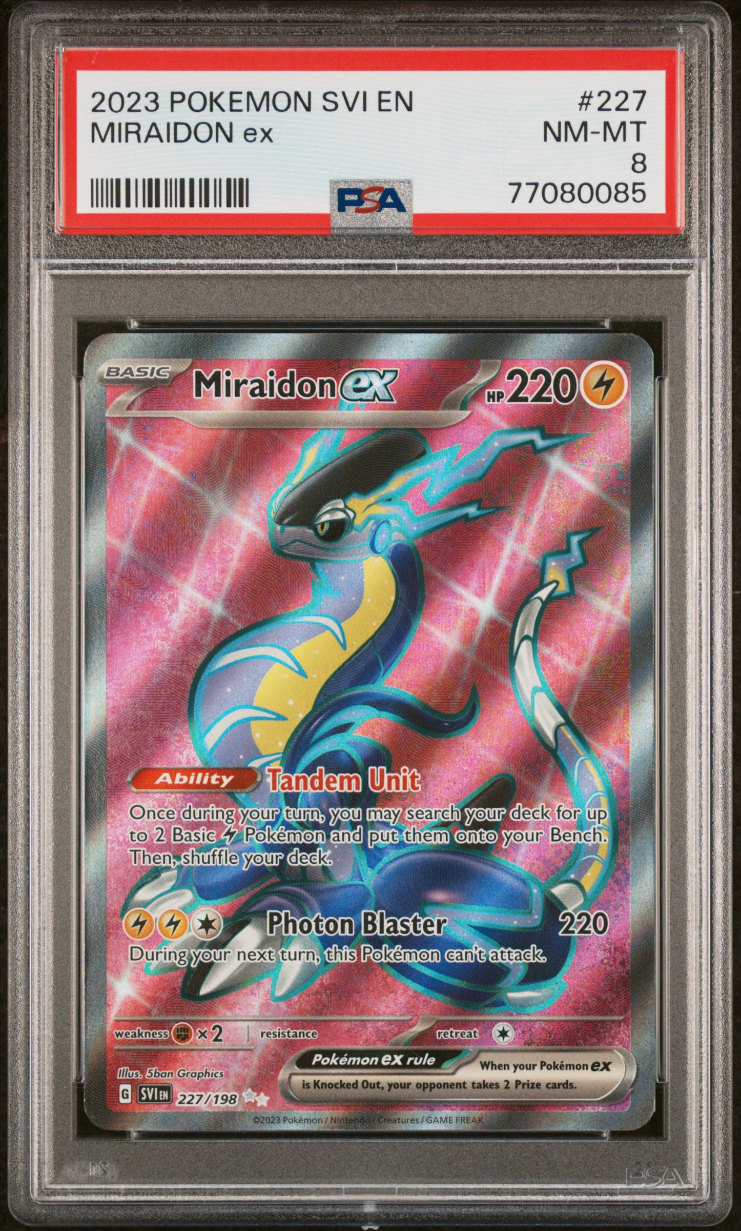 2023 Pokemon SVI En-Scarlet & Violet 227 Miraidon Ex – PSA NM-MT 8