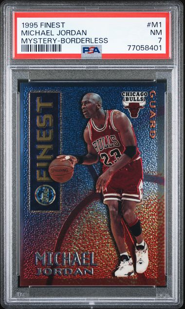 1995-96 Topps Finest Mystery #M1 Michael Jordan – PSA NM 7 on