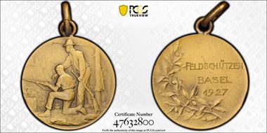 1927 Medal Basel R-147Bb Matte Ae SP64