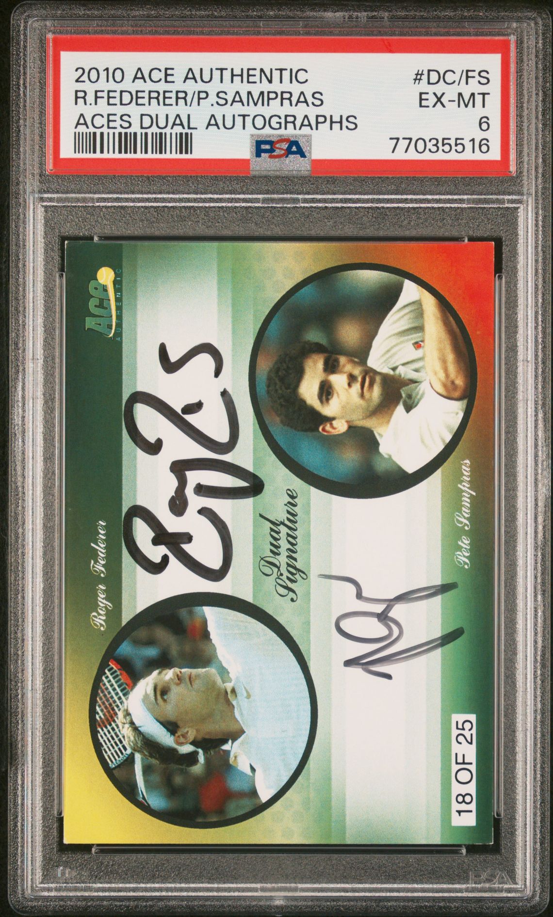 2010 ACE AUTHENTIC ACES DUAL AUTOGRAPHS #DC/FS R.Federer/P.Sampras front