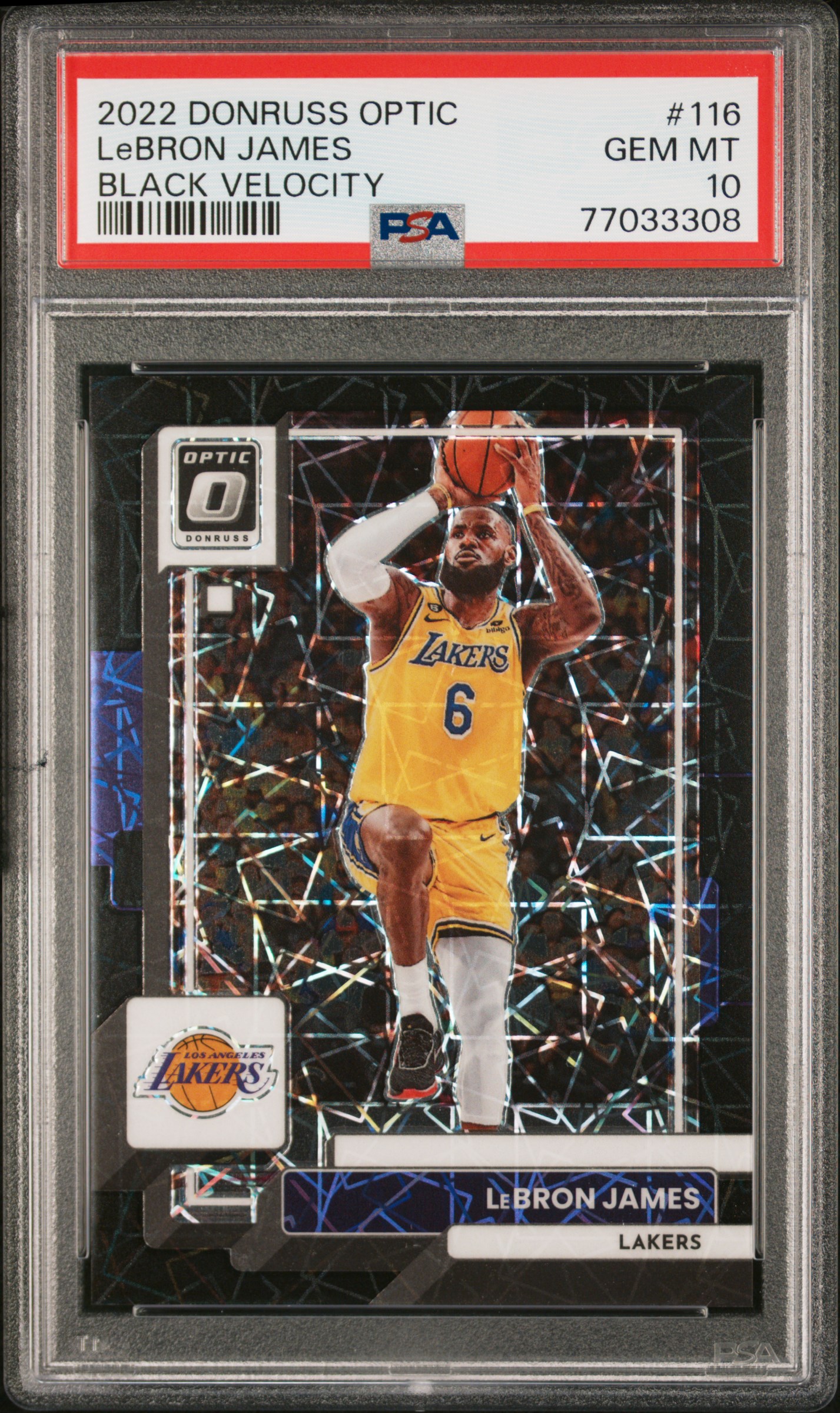 2022-23 Panini Donruss Optic Black Velocity #116 LeBron James (#24/39) – PSA GEM MT 10