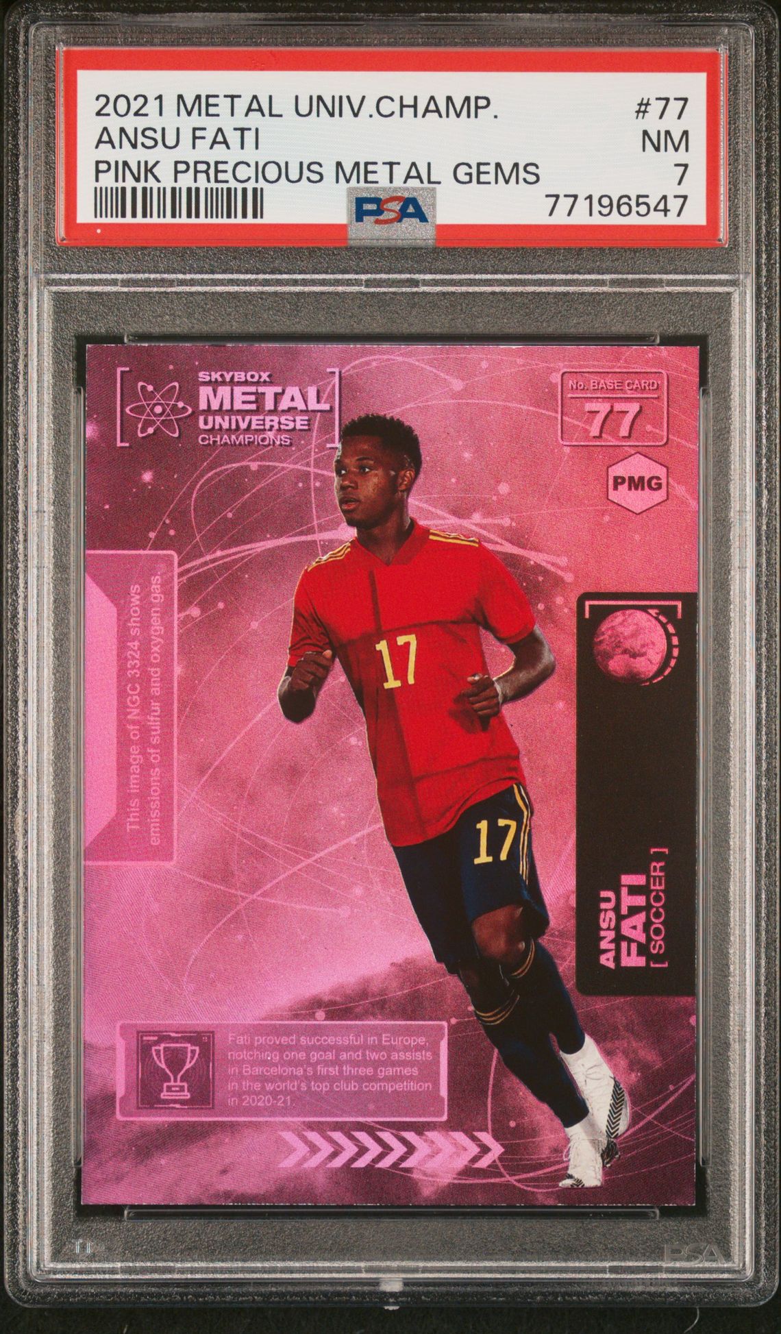 2021 SkyBox SKYBOX METAL UNIVERSE CHAMPIONS PINK PRECIOUS METAL GEMS #77 Ansu Fati front