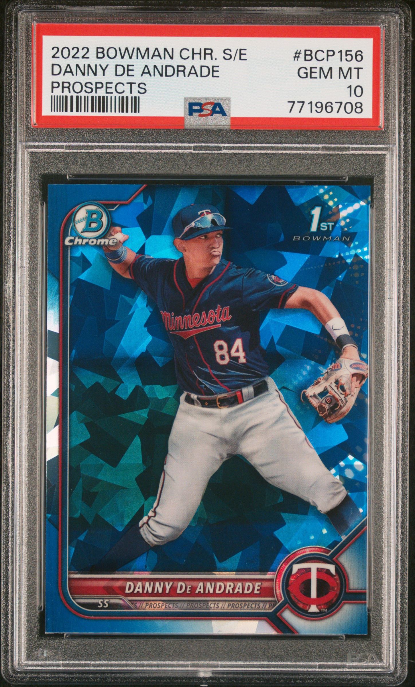 2022 Bowman Chrome Sapphire Edition Prospects #BCP156 Danny De Andrade – PSA GEM MT 10