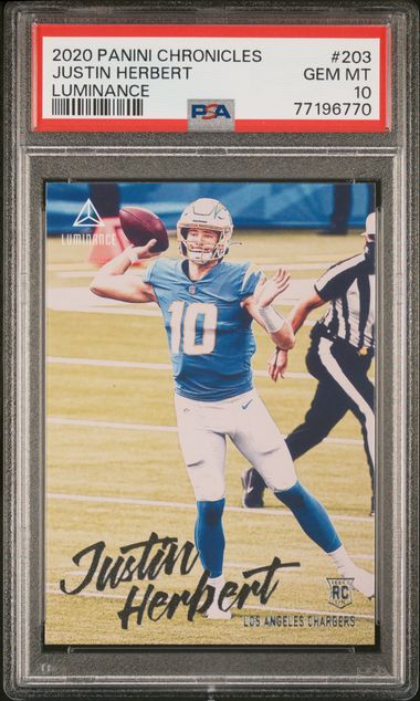 2020 Panini Chronicles Justin Herbert Gridiron Kings RC #GK3 PSA 9