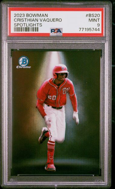 2023 Bowman Spotlights Orange Refractor #BS11 Jackson Chourio Rookie Card  (#09/25) - PSA MINT 9 on Goldin Auctions