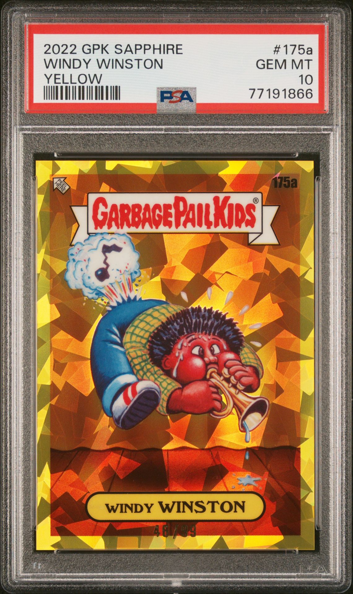 2022 Topps TOPPS GARBAGE PAIL KIDS SAPPHIRE EDITION YELLOW #175A Windy Winston front