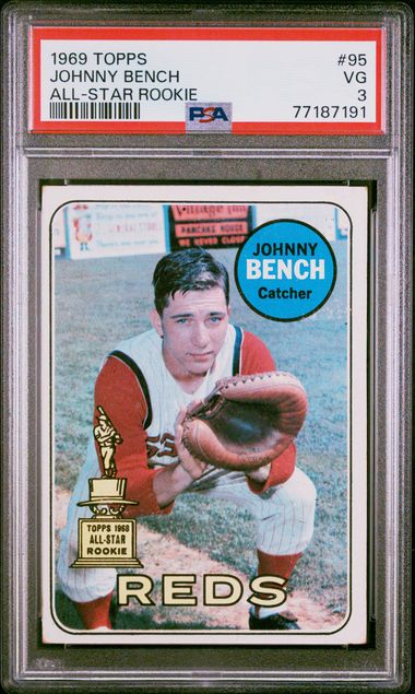 WRAPPED CANVAS 1969 Johnny Bench Topps 95 Baseball Card 