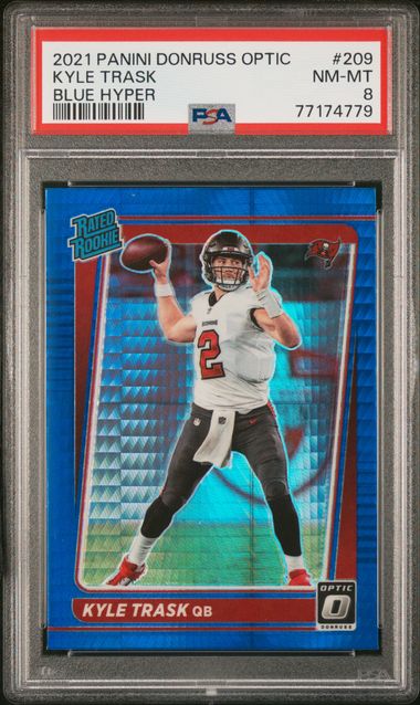 2021 Panini Donruss Optic Blue Hyper 209 Kyle Trask Rookie Card