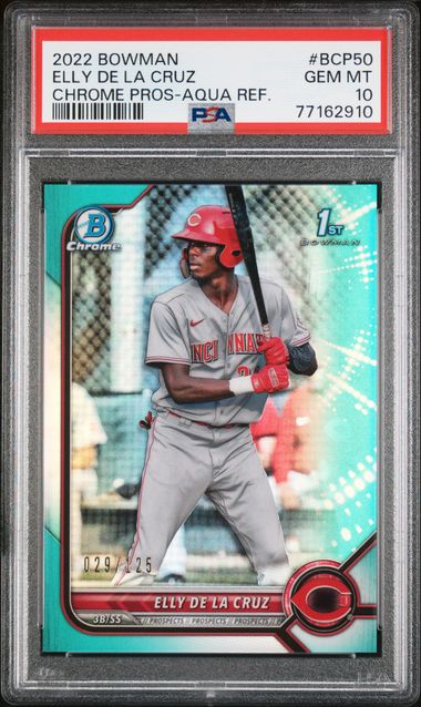 2022 Bowman Bowman Chromepros-Aquaref Refractor #BCP50 Chrome Prospects Elly de La Cruz front