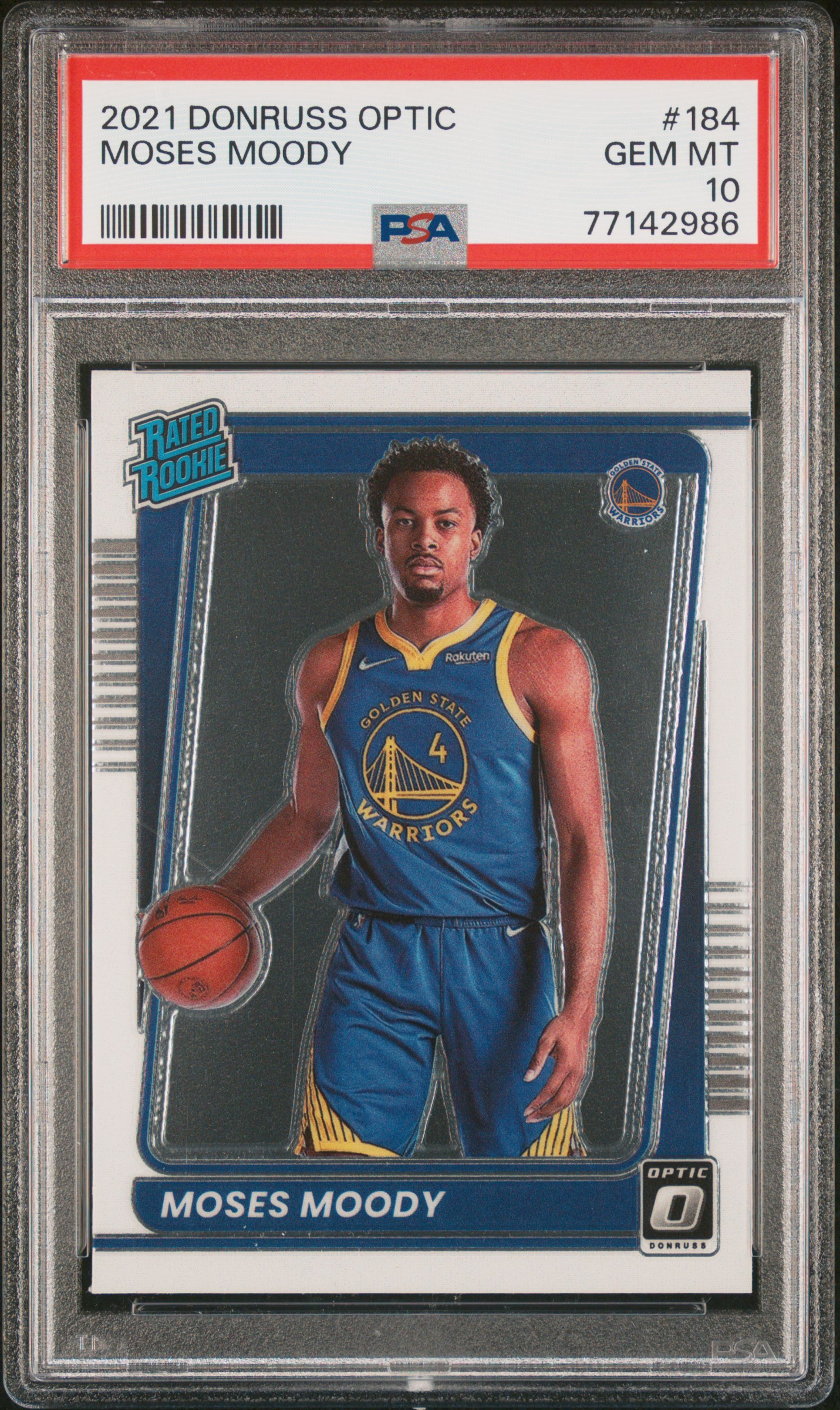 2021 Panini Donruss Optic 184 Moses Moody – PSA GEM MT 10